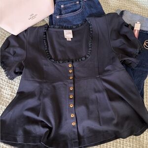 Anthropologie Maeve Black Top - Size M